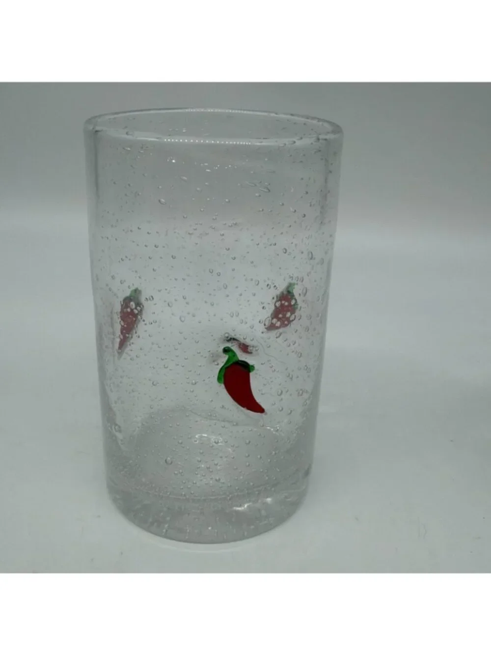 Icon Emoji Bubble Glass Drinking Glasses Tumblers 5” Tall Pepper Rainbow Melon